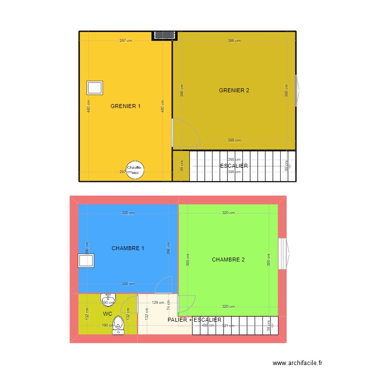 PLANS 2EME ETAGE. Plan de 7 pièces et 60 m2