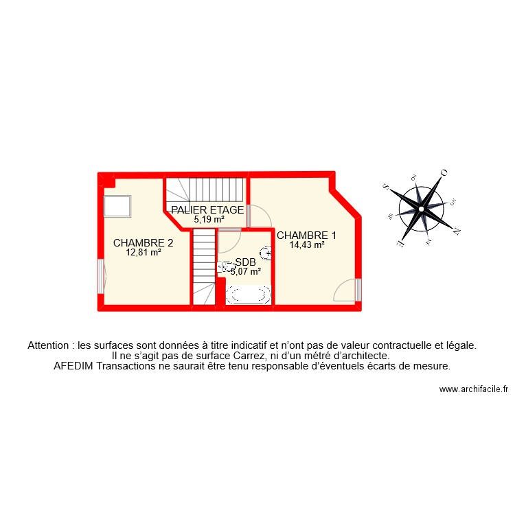 BI 11240 ETAGE 1. Plan de 12 pièces et 81 m2