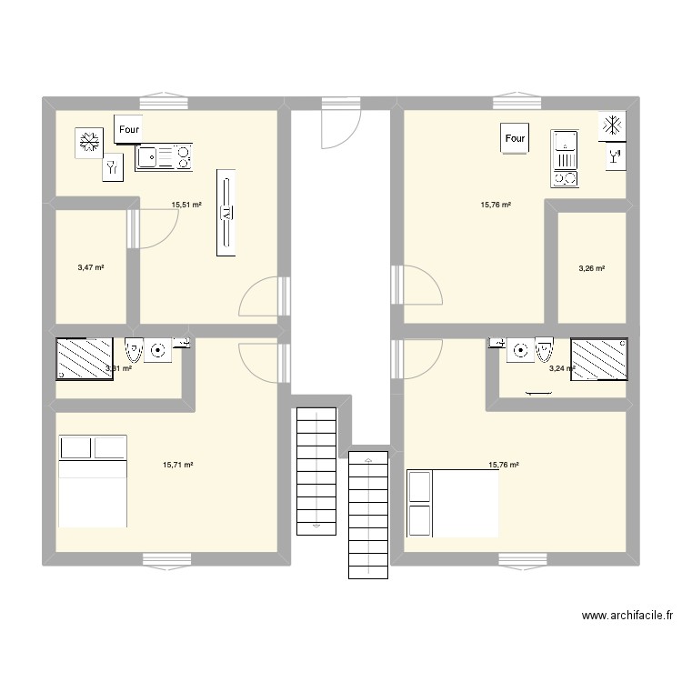 Oyonnax 175K EUR. Plan de 8 pièces et 76 m2