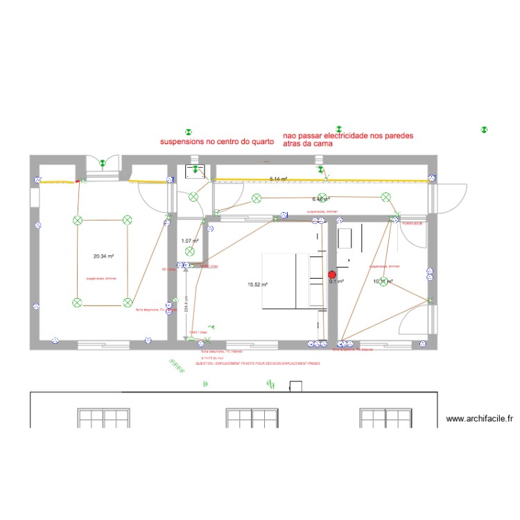 nos chambres. Plan de 0 pièce et 0 m2