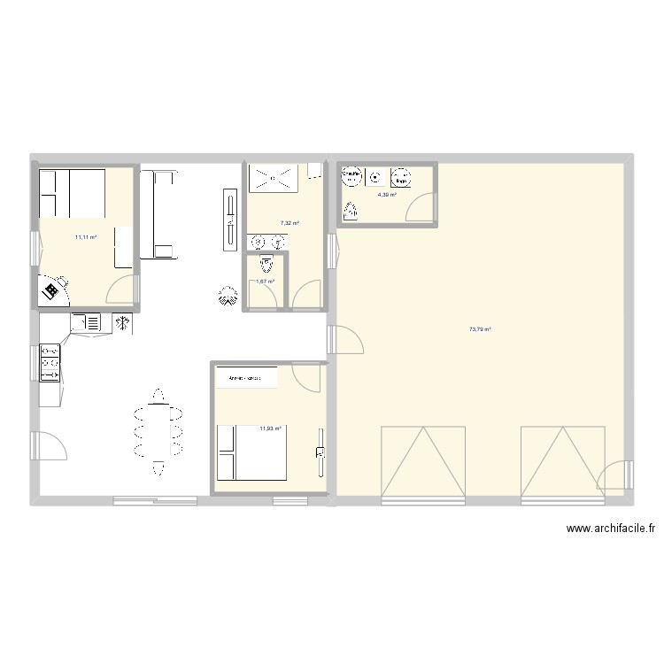 lucie. Plan de 6 pièces et 116 m2