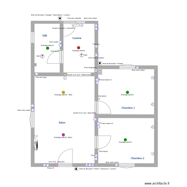 GARCHIZY Elec 2. Plan de 5 pièces et 51 m2