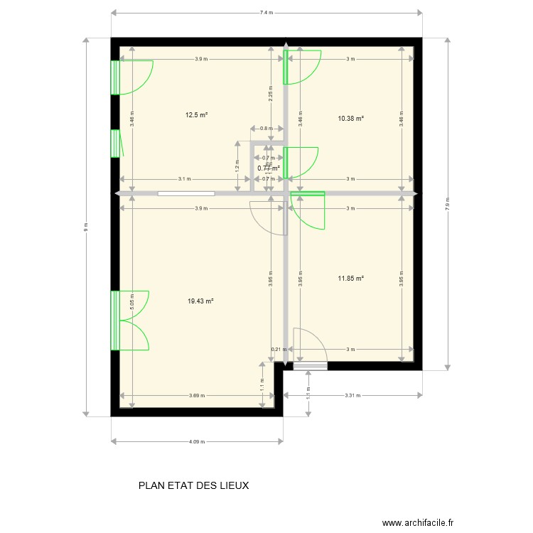 Plan Etat des Lieux. Plan de 0 pièce et 0 m2