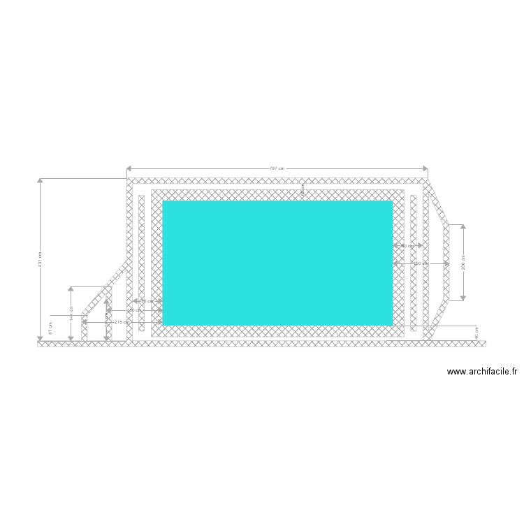 PISCINE. Plan de 5 pièces et 54 m2