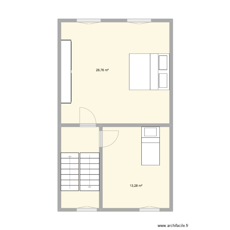 sennette 1er. Plan de 3 pièces et 48 m2