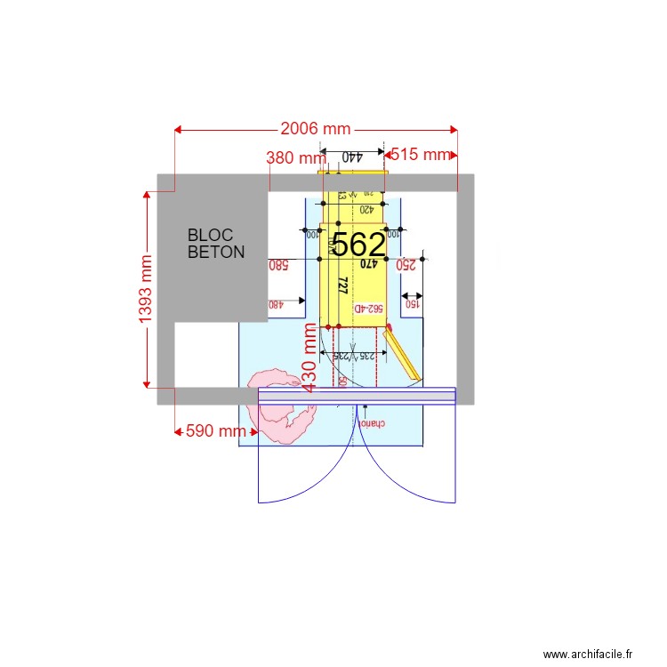 PLAN EXISTANT 562 CAGNES SUR MER. Plan de 1 pièce et 3 m2