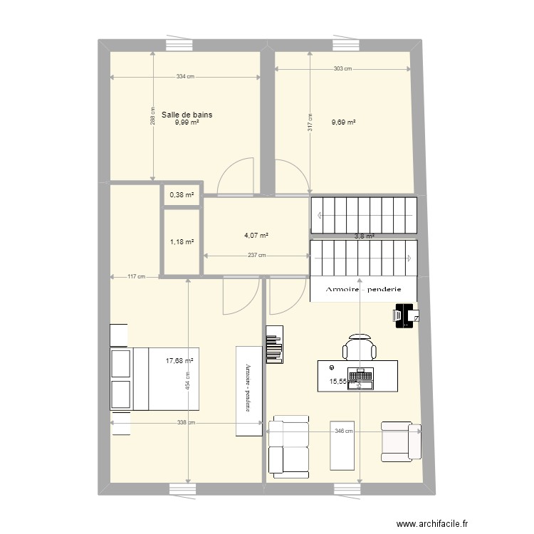 R+1 Clement PLANES. Plan de 8 pièces et 62 m2