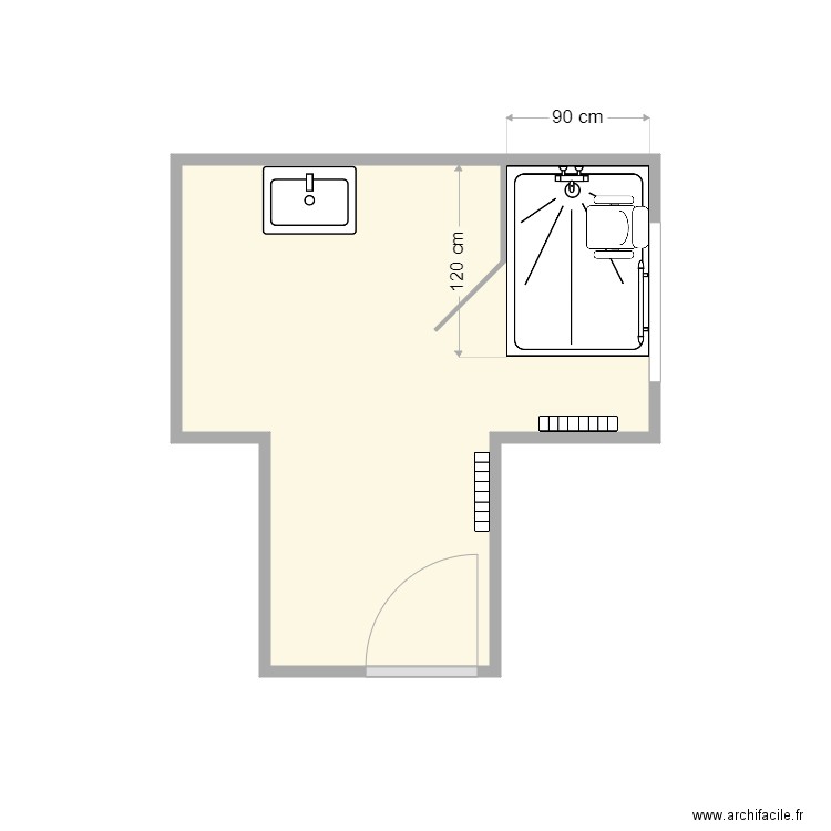 plan après travaux le goff. Plan de 1 pièce et 7 m2