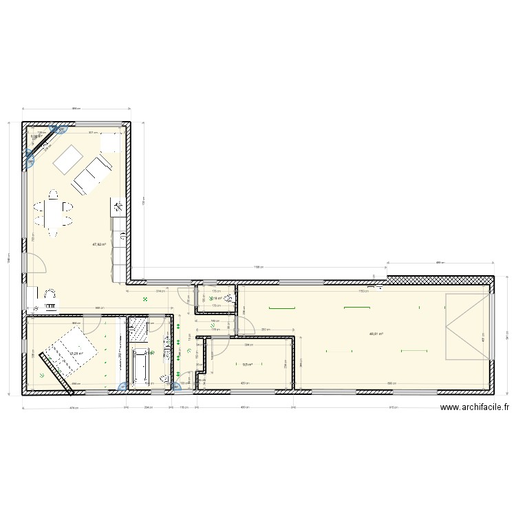 Mont Bonvillers RDC logement princpal Elec. Plan de 7 pièces et 131 m2