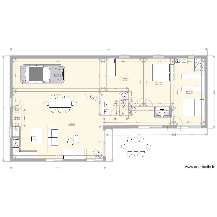 10m de fa ade Plan  7 pi ces 131 m2 dessin  par rhermann