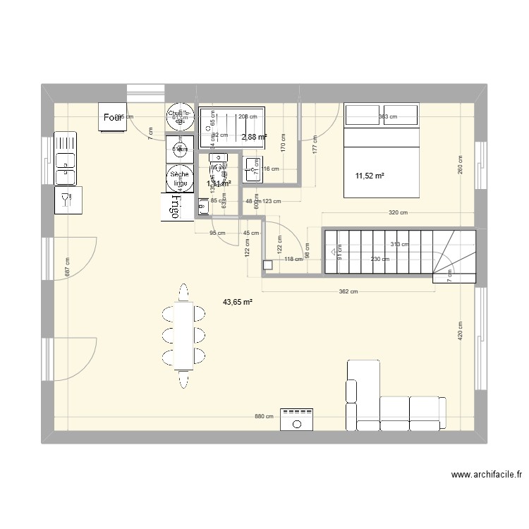 maison nous. Plan de 4 pièces et 59 m2