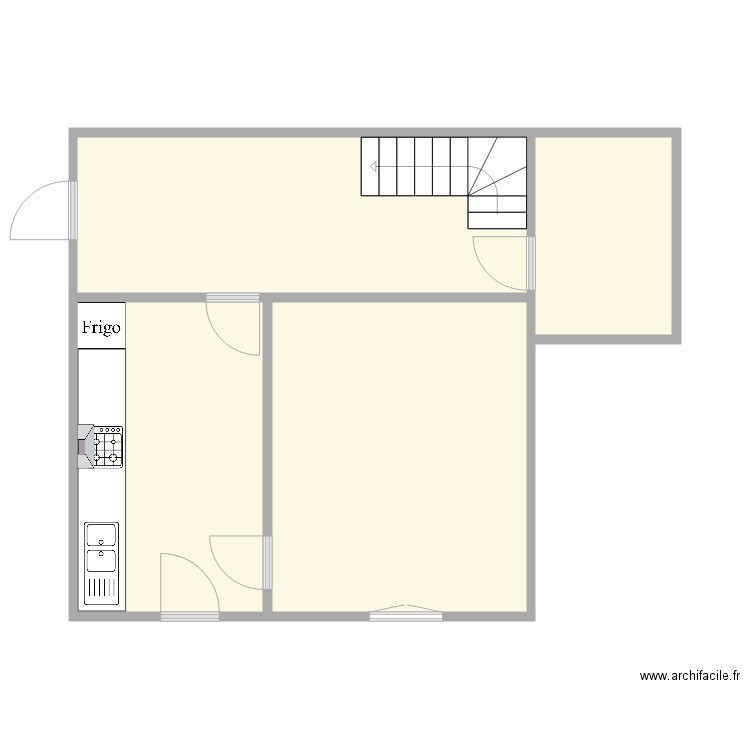 N7 avant travaux. Plan de 4 pièces et 44 m2