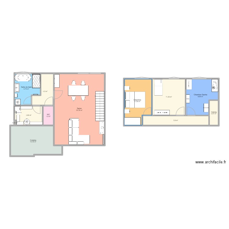 MAISON AVEC ESCALIER OUESSANT. Plan de 12 pièces et 104 m2
