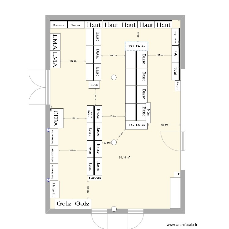 Laval. Plan de 1 pièce et 81 m2