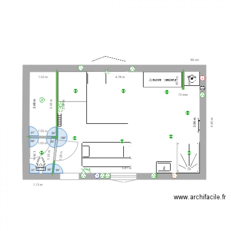 leBourg_Chambre-bas. Plan de 3 pièces et 25 m2