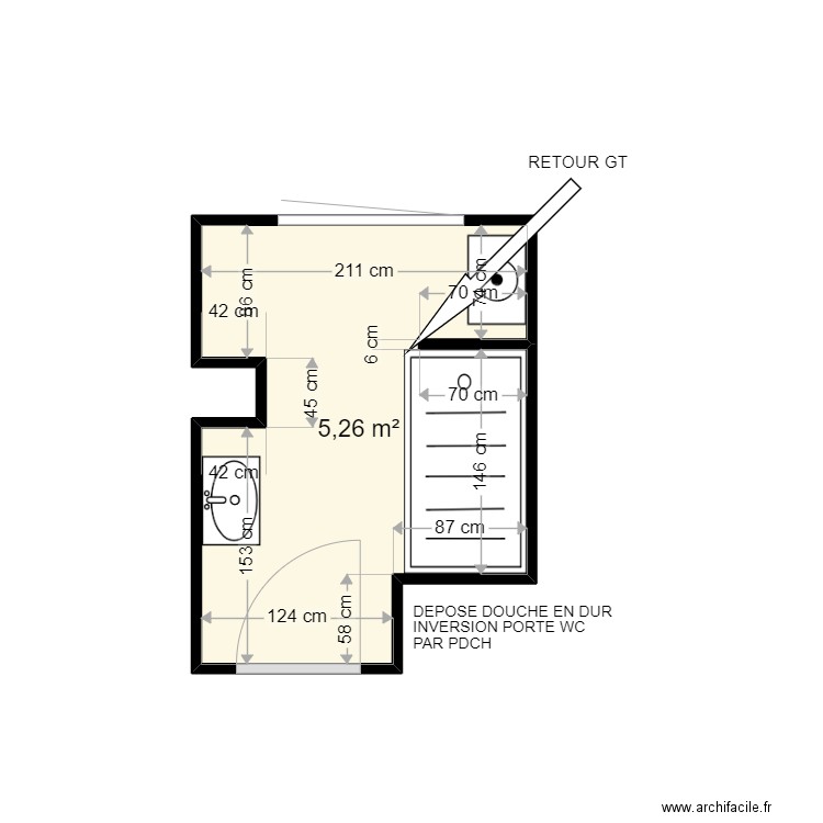 MILLE ROGER . Plan de 1 pièce et 5 m2