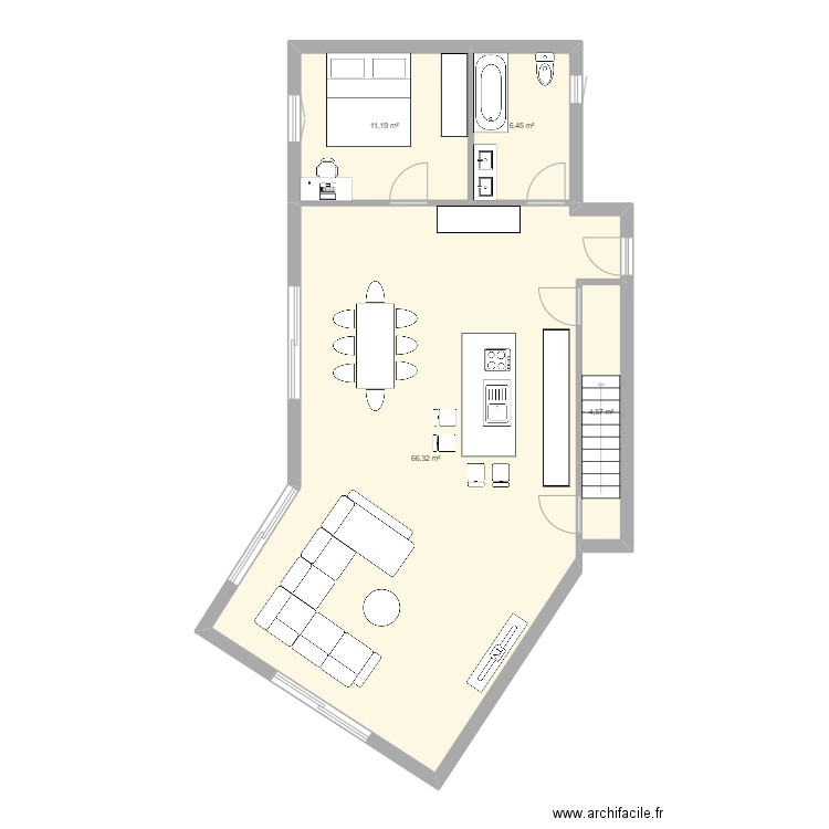 bas 2. Plan de 4 pièces et 89 m2