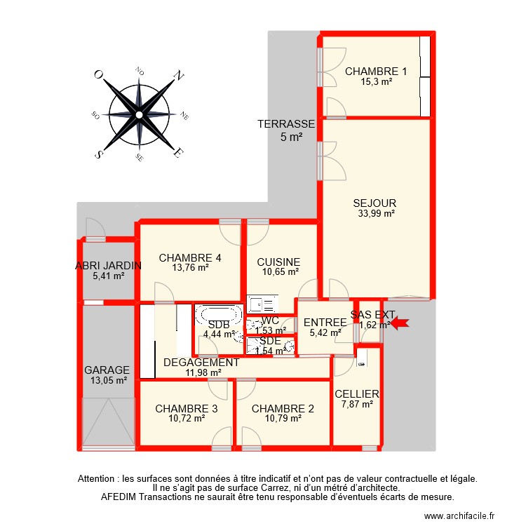 BI 8690. Plan de 19 pièces et 180 m2