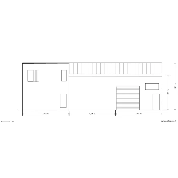 facade sud projet sans hautvent. Plan de 