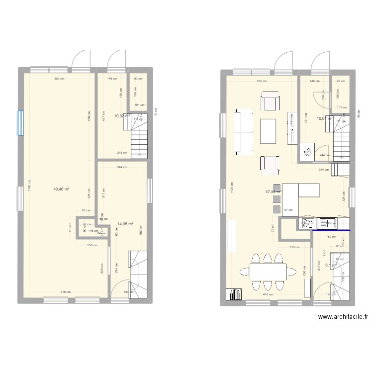 Etage seul. Plan de 7 pièces et 129 m2