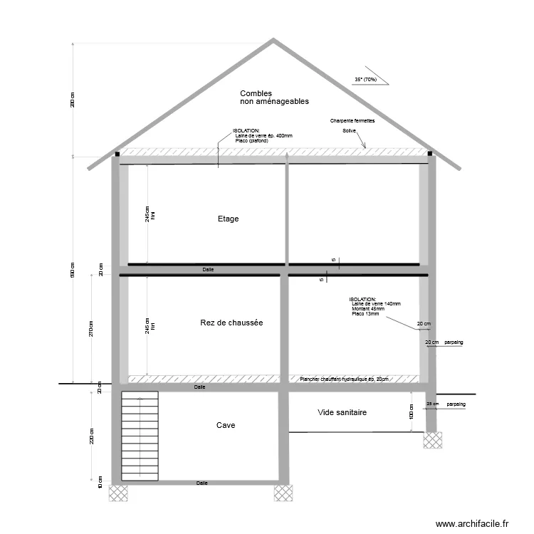 Coupe BB 20210629. Plan de 
