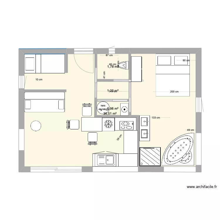 Deuxi&egrave;me gite  r&eacute;duit BIS . Plan de 