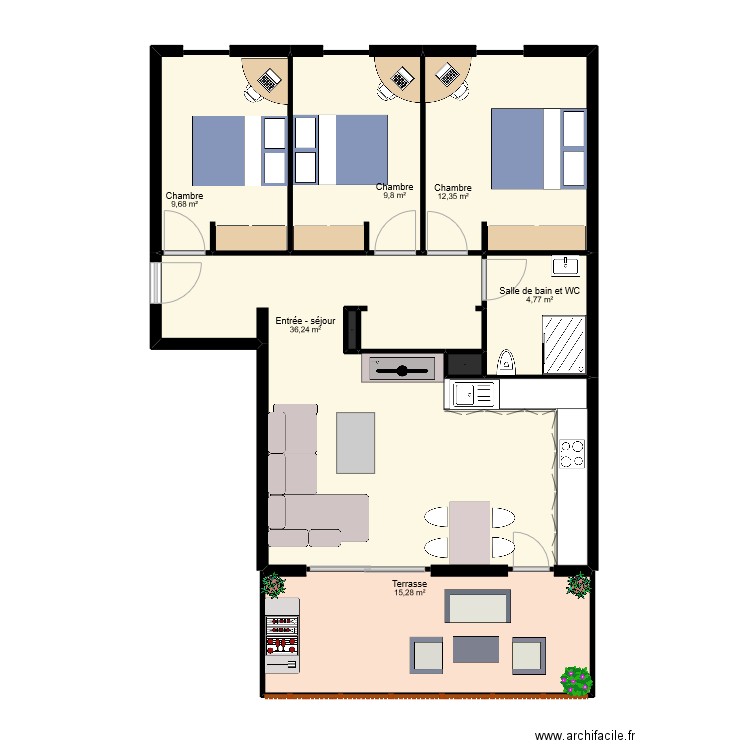 KALOUSTIAN olympiades. Plan de 8 pièces et 89 m2