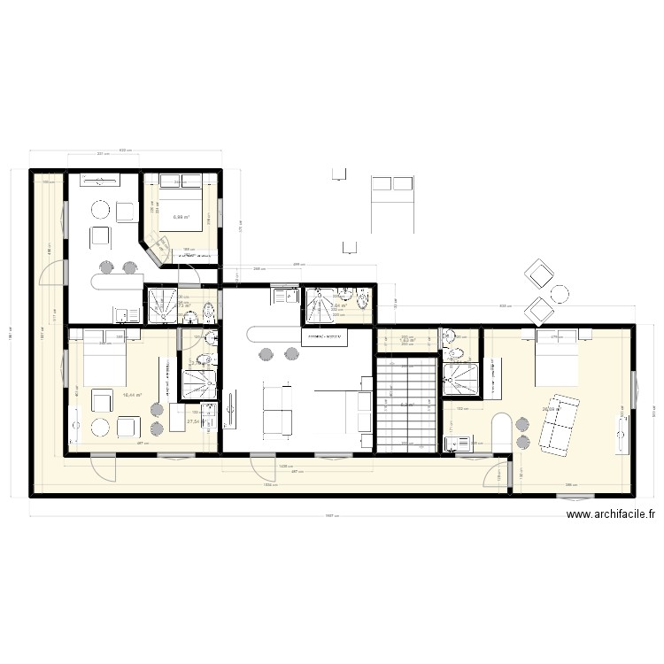 Logement . Plan de 10 pièces et 96 m2