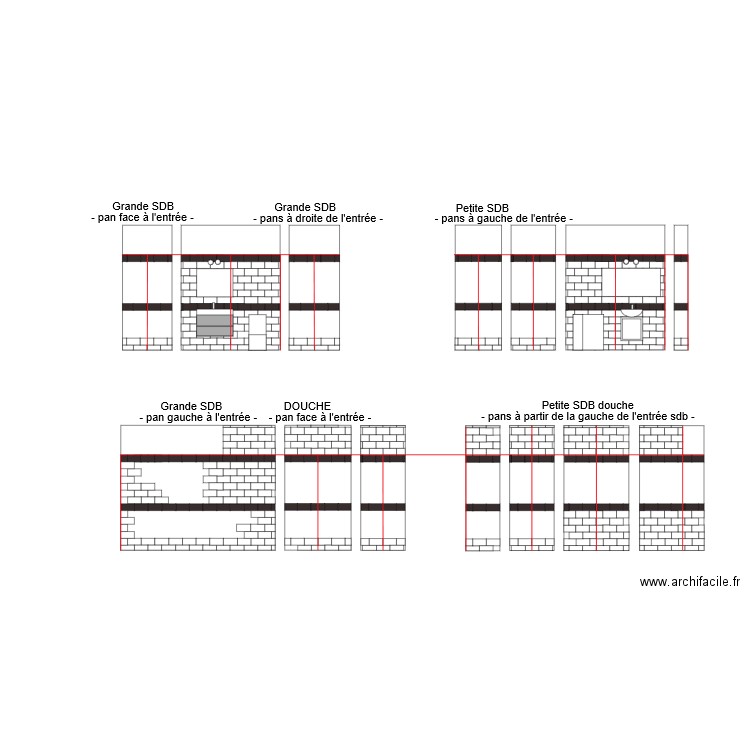 SDB carreaux. Plan de 0 pièce et 0 m2