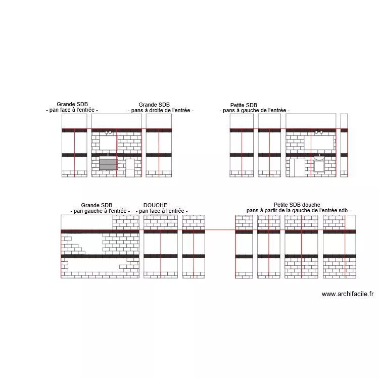 SDB carreaux. Plan de SDB carreaux. Plan de