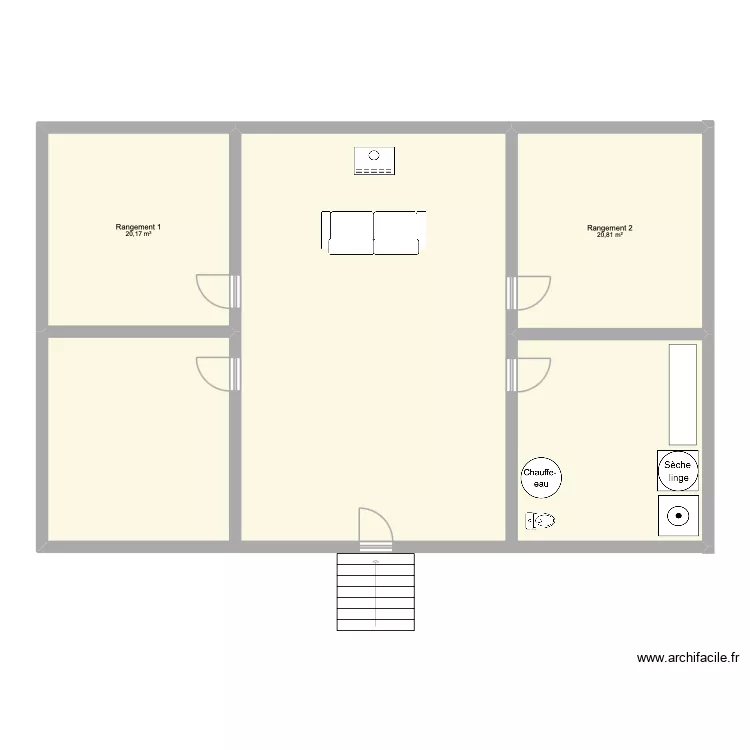 Cave. Plan de 3  et 146 m²