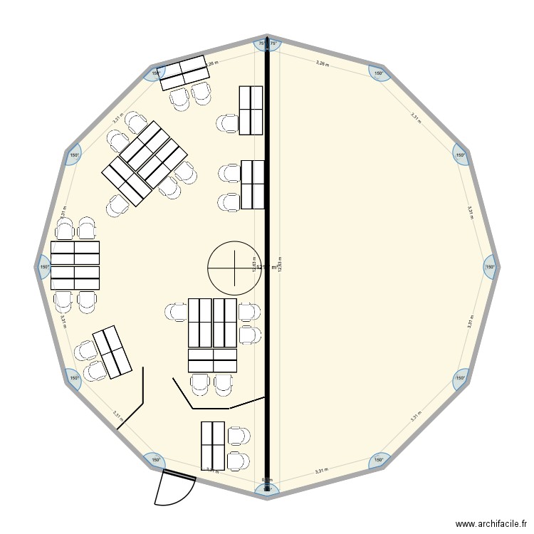 Delta tambour vitré. Plan de 1 pièce et 122 m2