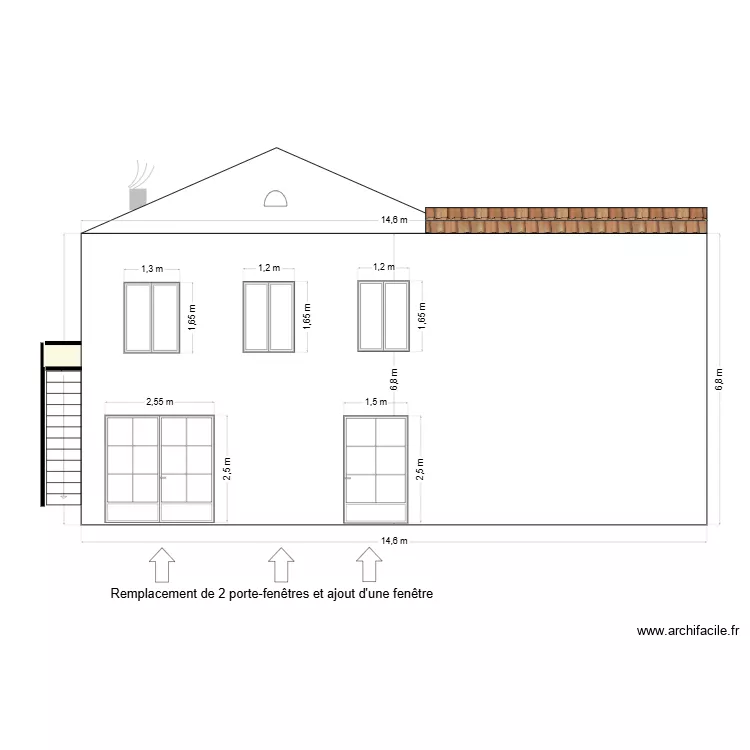 fa&ccedil;ade Ouest. Plan de 