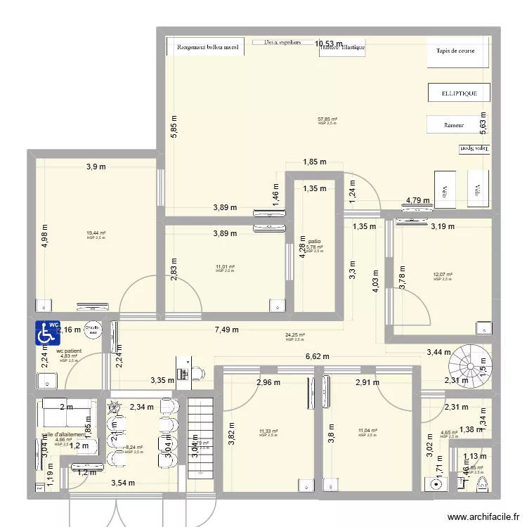 projet cabinet 5 meilleur. Plan de 19  et 369 m²