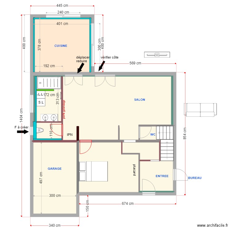 ARTIGUES rdc projet mofications du 29 avril. Plan de 0 pièce et 0 m2