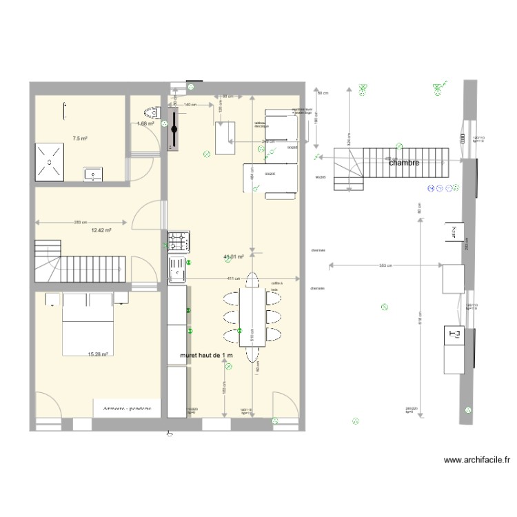 existant. Plan de 0 pièce et 0 m2