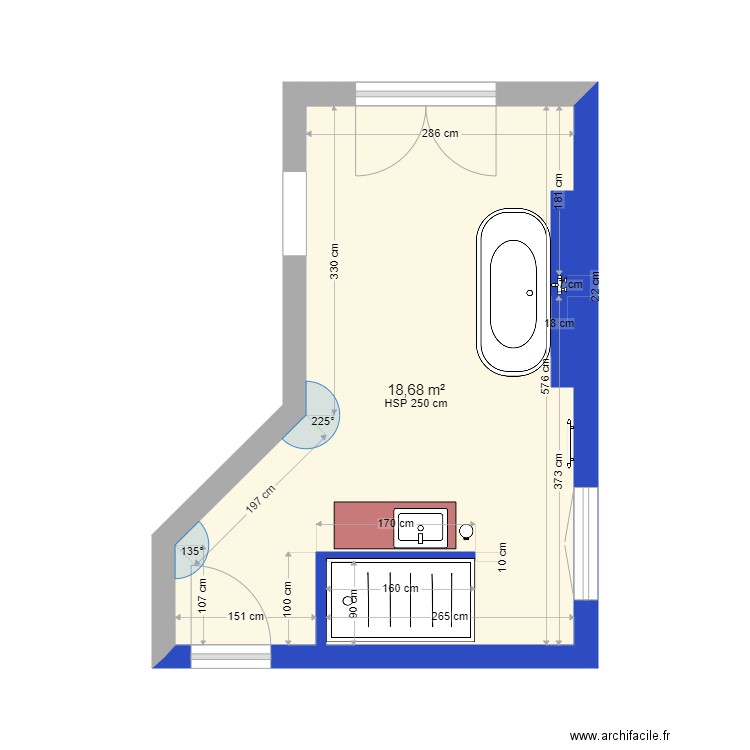 Salle de bain . Plan de 1 pièce et 19 m2