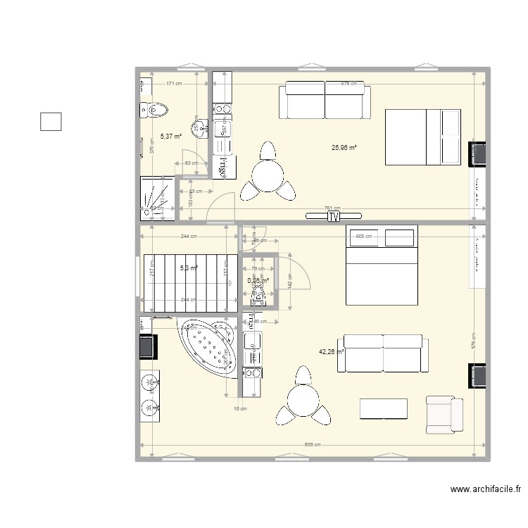 les bordes etage 2 février 2022. Plan de 5 pièces et 80 m2