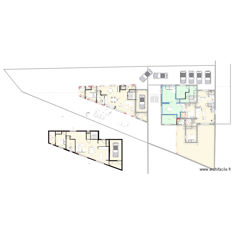 EXISTANT MARIE CURIE 2. Plan de 69 pièces et 596 m2