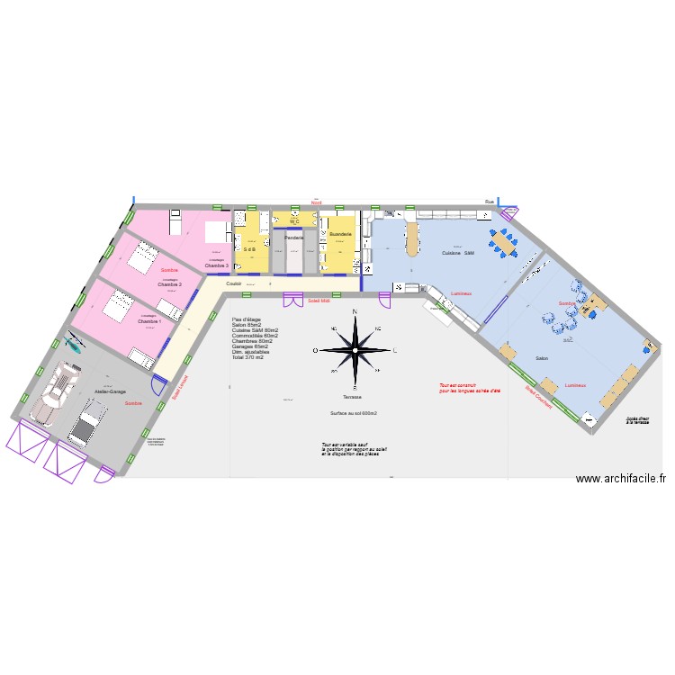 Maison  soleil 202. Plan de 15 pièces et 746 m2