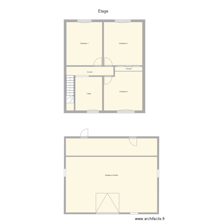 Croquis GUISSE Etage et Atelier. Plan de 7 pièces et 142 m2