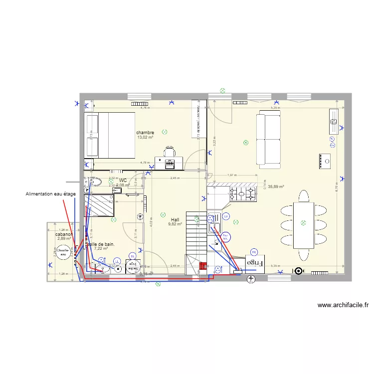 PLAN olga 1 avec plomberie. Plan de 