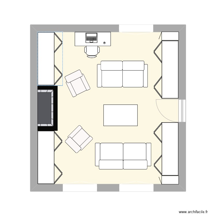 Bibliotheque. Plan de 1 pièce et 27 m2