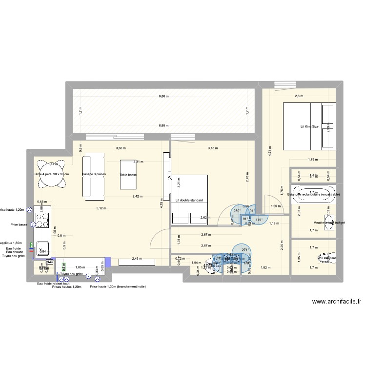 Plan appartement tv mur. Plan de 12 pièces et 71 m2