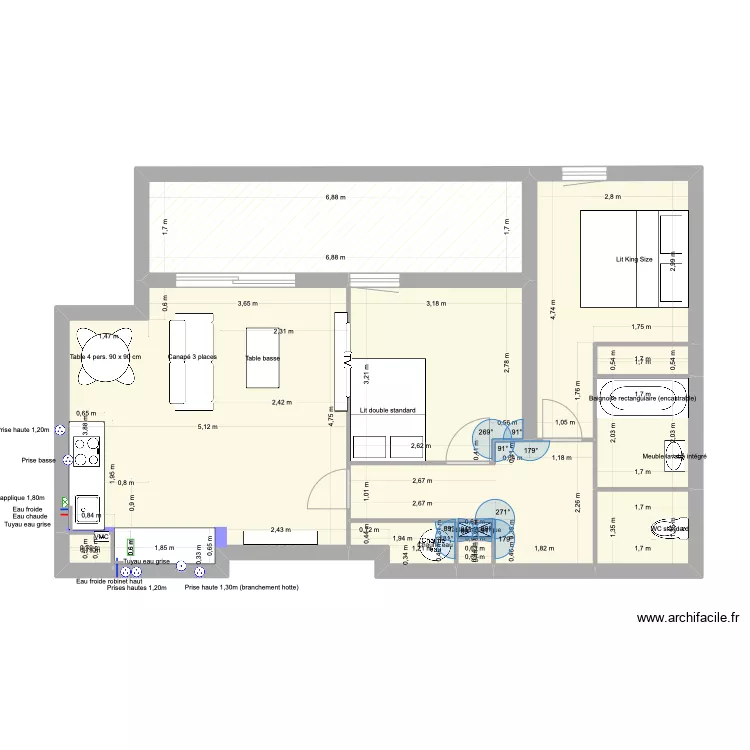 Plan appartement tv mur. Plan de 