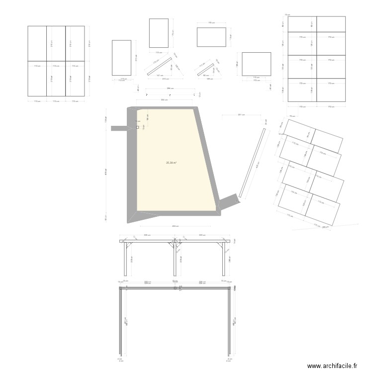 Carport. Plan de 1 pièce et 25 m2