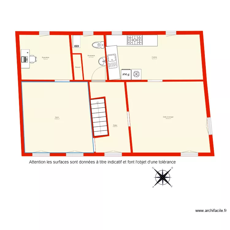 BI 3268 1er &eacute;tage non c&ocirc;t&eacute;. Plan de 