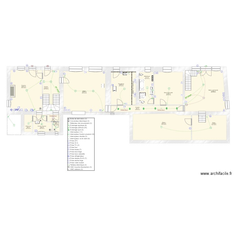 Electricité Remy V1. Plan de 22 pièces et 346 m2