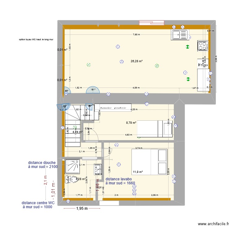 Etage Bodiguel middle2. Plan de 7 pièces et 56 m2