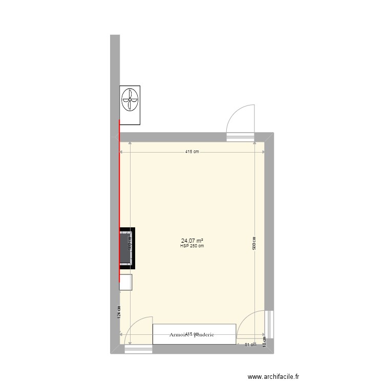 rossignol. Plan de 1 pièce et 24 m2